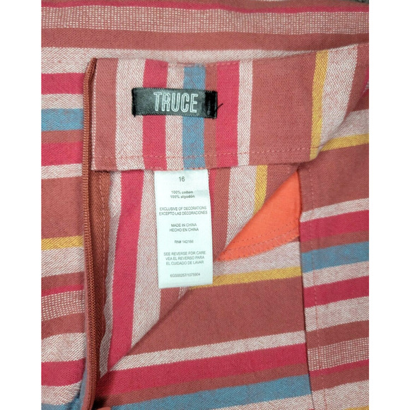 Truce Big Girl's SZ 16 Vertical Striped 100% Cotton Short Mini Skirt Multicolor - Picture 6 of 10